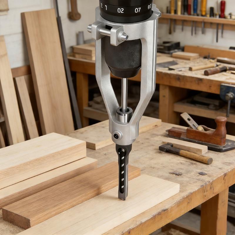 Guide perçage trous carrés hau - Drill Press Bench avis et prix